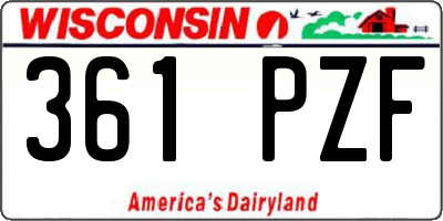WI license plate 361PZF
