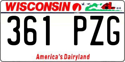 WI license plate 361PZG