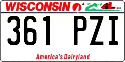 WI license plate 361PZI