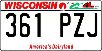 WI license plate 361PZJ