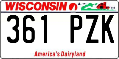 WI license plate 361PZK