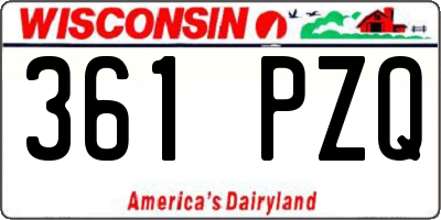 WI license plate 361PZQ