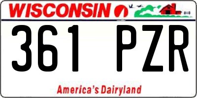 WI license plate 361PZR