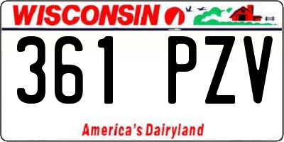 WI license plate 361PZV