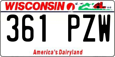 WI license plate 361PZW