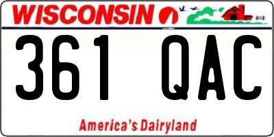 WI license plate 361QAC