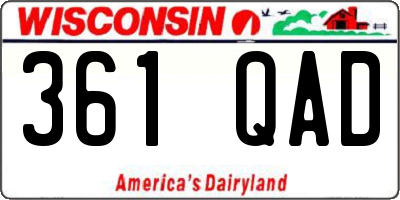 WI license plate 361QAD