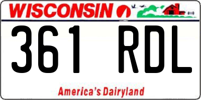 WI license plate 361RDL