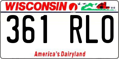 WI license plate 361RLO