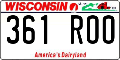 WI license plate 361ROO