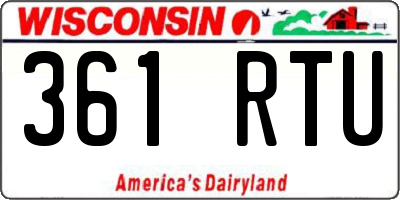 WI license plate 361RTU