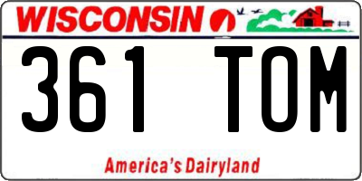 WI license plate 361TOM