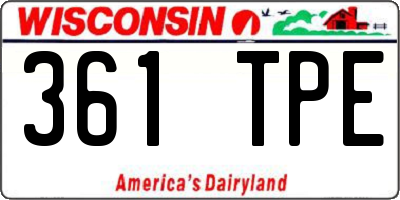 WI license plate 361TPE
