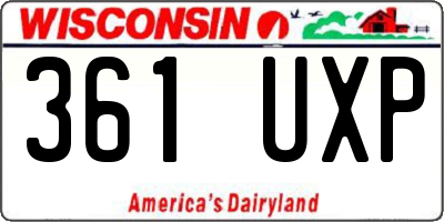 WI license plate 361UXP