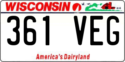 WI license plate 361VEG