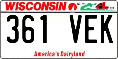 WI license plate 361VEK