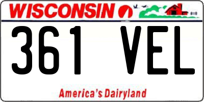WI license plate 361VEL
