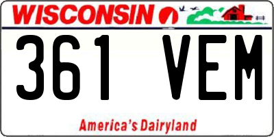 WI license plate 361VEM