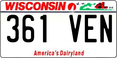WI license plate 361VEN
