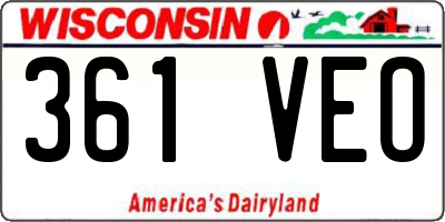 WI license plate 361VEO