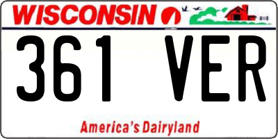 WI license plate 361VER