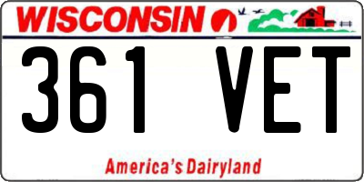 WI license plate 361VET