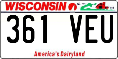 WI license plate 361VEU