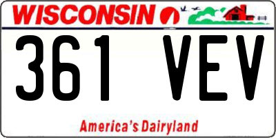 WI license plate 361VEV