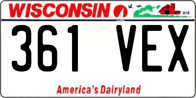 WI license plate 361VEX