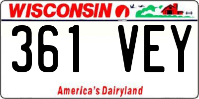 WI license plate 361VEY
