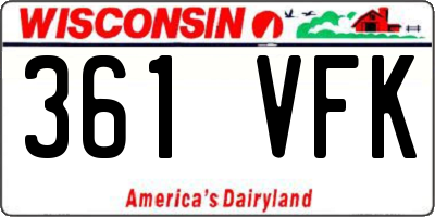 WI license plate 361VFK