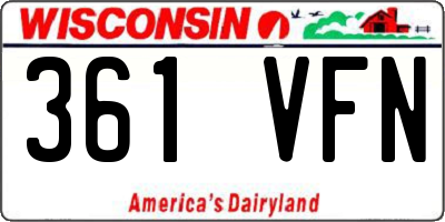 WI license plate 361VFN
