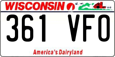 WI license plate 361VFO