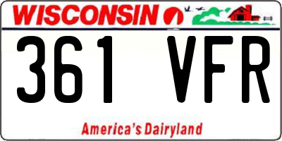 WI license plate 361VFR