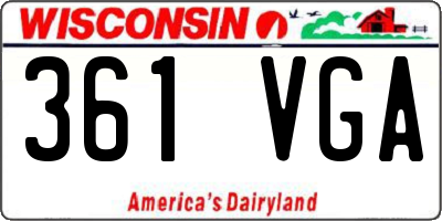 WI license plate 361VGA