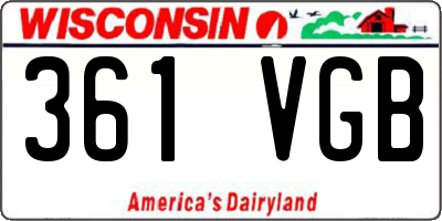 WI license plate 361VGB