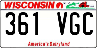 WI license plate 361VGC