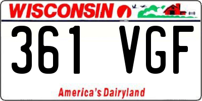 WI license plate 361VGF
