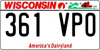 WI license plate 361VPO