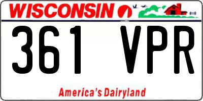 WI license plate 361VPR
