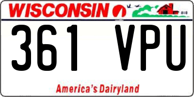 WI license plate 361VPU