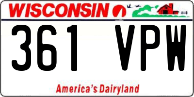WI license plate 361VPW