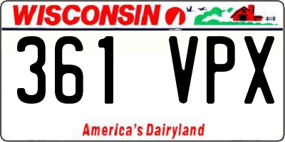 WI license plate 361VPX