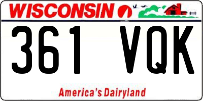 WI license plate 361VQK