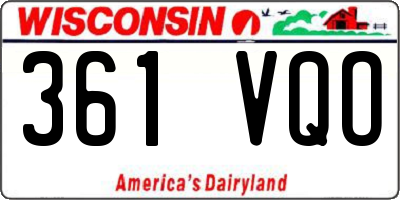 WI license plate 361VQO