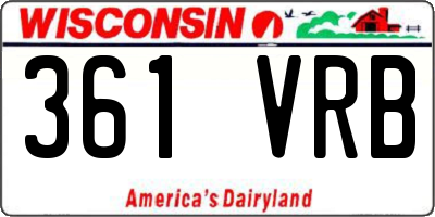 WI license plate 361VRB