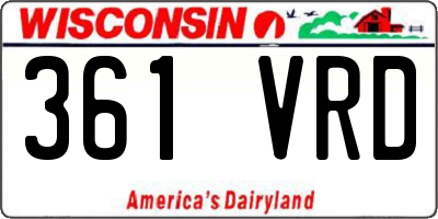 WI license plate 361VRD