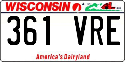 WI license plate 361VRE