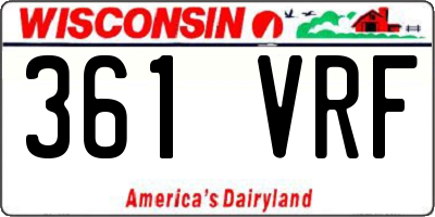 WI license plate 361VRF
