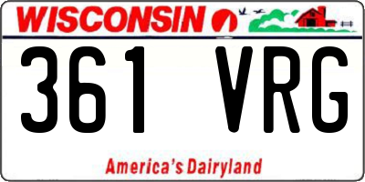 WI license plate 361VRG